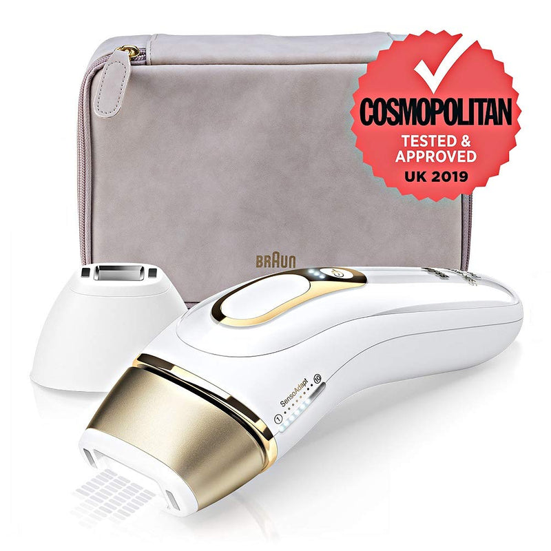 Braun IPL Silk-Expert Pro 5 Visible Hair Removal With Pouch 1 Wide & 2  Precision Heads & Venus Razor Alternative For Laser Hair Removal PL5387  White/Gold IPL 5387