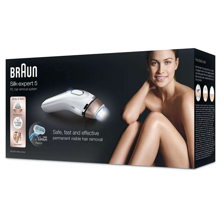 Braun Silk-Expert 5 BD 5001 Laser Hair Removal at Home for Body and Face with Gillette Venus Razor